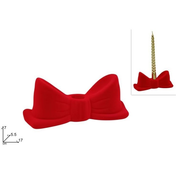 PORTACANDELA FIOCCO CERAMICA FLOCCATA 17CM X 7CM ROSSO